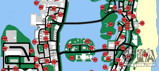 gta vice city map of missions