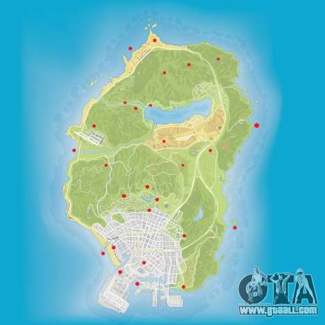 Map with the location of peyotes in GTA 5