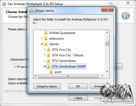 select folder with GTA San Andreas