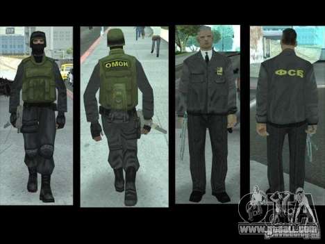 Skinpack replaces PD, army and one skin of the F for GTA San Andreas