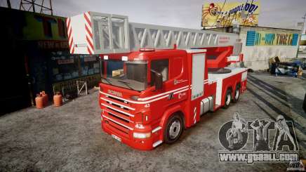 Scania Fire Ladder v1.1 Emerglights red [ELS] for GTA 4