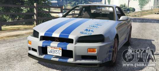 Nissan Skyline R34 GT-R 2002 Fast and Furious for GTA 5