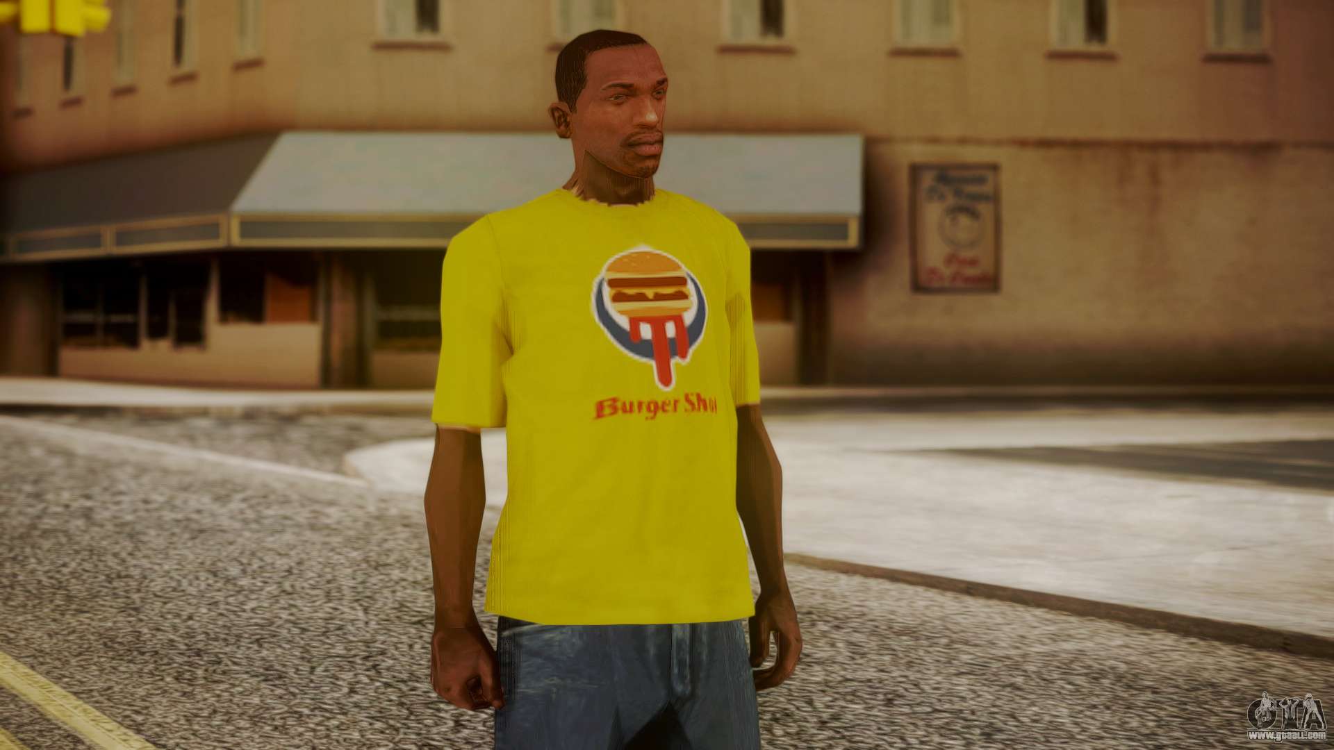Burger Shot T-shirt Yellow for GTA San Andreas