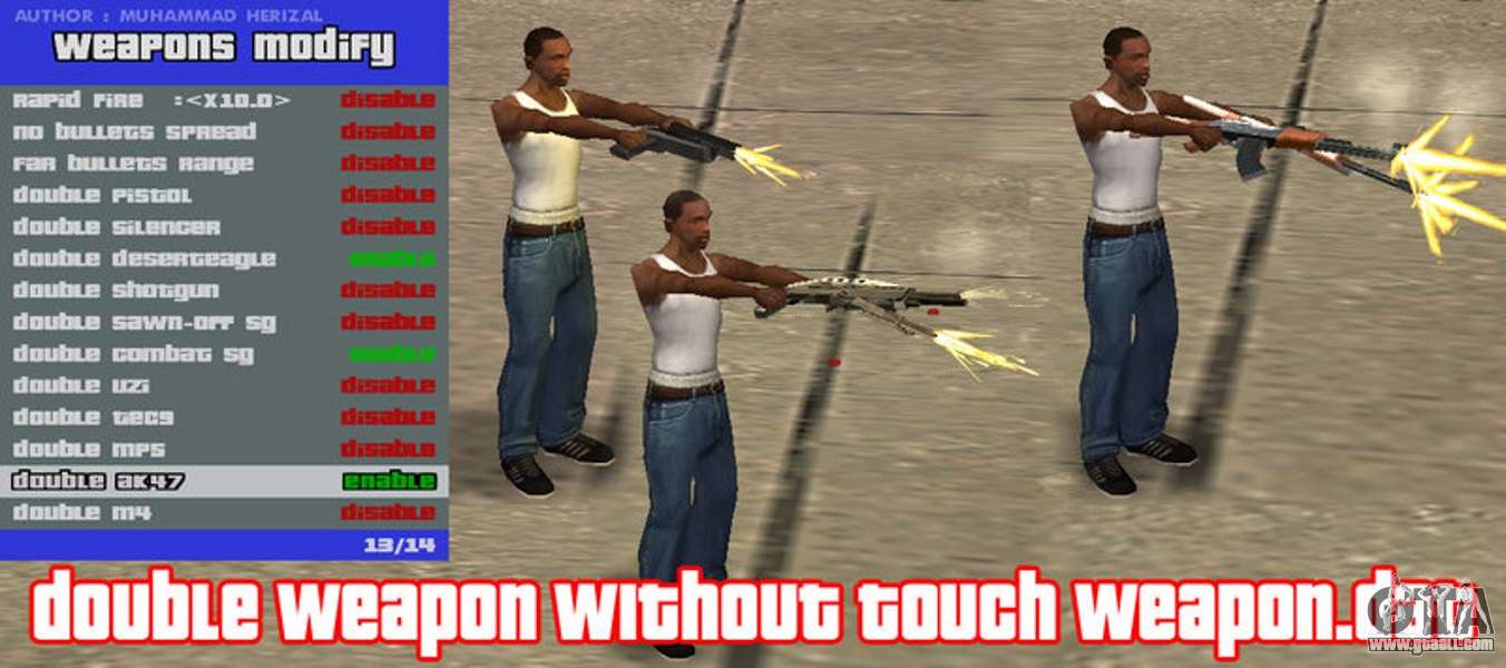 cheats for weapons on gta san andreas