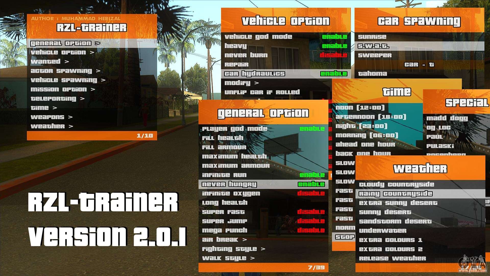 car cheats for gta san andreas