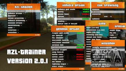 R'-TRAINER V2.0.1 - menu cheat for GTA San Andreas