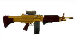 GTA V Combat MG Gold All Attachments Big Mag for GTA San Andreas