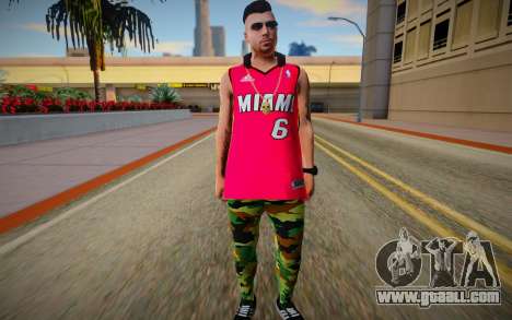 GTA Online Skin Ramdon N23 Male Miami Heat Lebro for GTA San Andreas