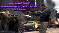 No Ammo Limit For Original Weapons for GTA 4