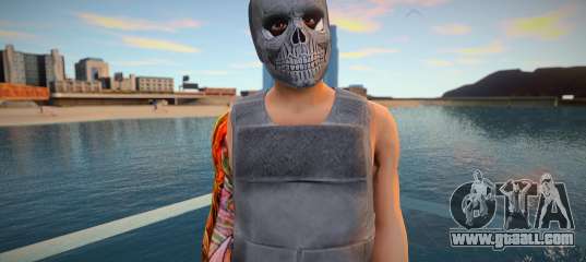 Character in a skull mask from GTA Online