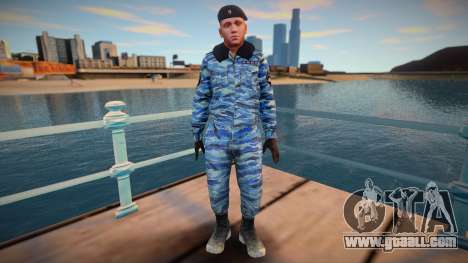 A police officer in a winter uniform for GTA San Andreas