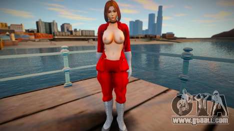 KOF Soldier Girl - RED Brown hair Topless 2 for GTA San Andreas