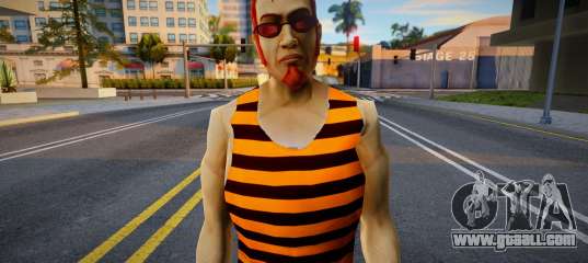 Postal Dude in a striped T-shirt