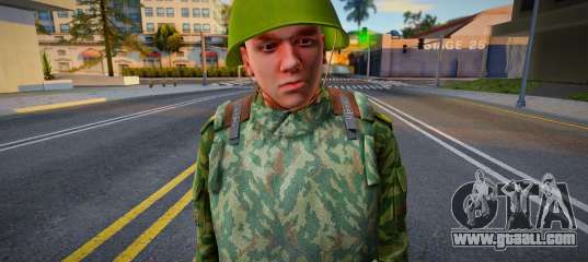 Military man in a helmet